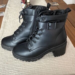 Madden Girl Black Chunky Heeled Boots